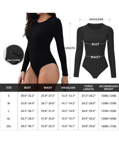 Women's 4/5 Pack Round Neck Long Sleeve Bodysuit Casual Basic Stretchy Crew Neck Bodysuit Tops 5packc,black,nude,light Grey,o...