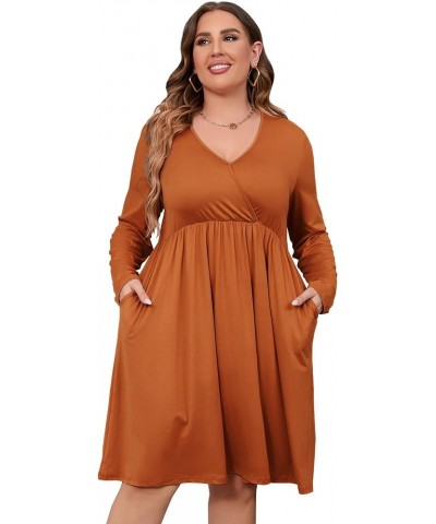 Plus Size Summer Dress Women's V Neck Short Sleeve A Line Flowy Midi Dresses Plus Size Floral Party Dress Caramel $22.62 Dresses