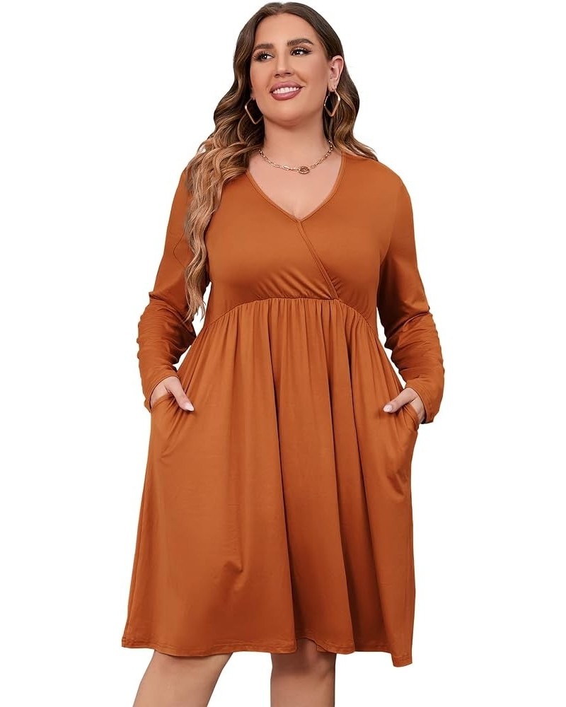 Plus Size Summer Dress Women's V Neck Short Sleeve A Line Flowy Midi Dresses Plus Size Floral Party Dress Caramel $22.62 Dresses