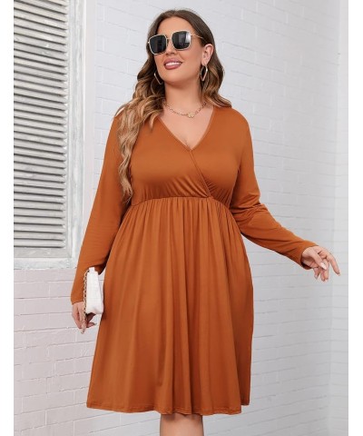 Plus Size Summer Dress Women's V Neck Short Sleeve A Line Flowy Midi Dresses Plus Size Floral Party Dress Caramel $22.62 Dresses