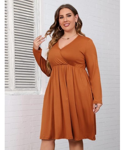 Plus Size Summer Dress Women's V Neck Short Sleeve A Line Flowy Midi Dresses Plus Size Floral Party Dress Caramel $22.62 Dresses