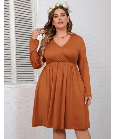 Plus Size Summer Dress Women's V Neck Short Sleeve A Line Flowy Midi Dresses Plus Size Floral Party Dress Caramel $22.62 Dresses