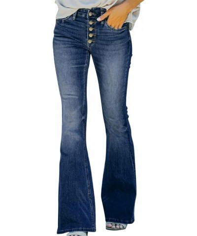 Bell Bottom Jeans for Women High Waist Flare Stretchy Wide Leg Split Bootcut Distressed Hem Denim Pants 14*-blue $12.99 Jeans