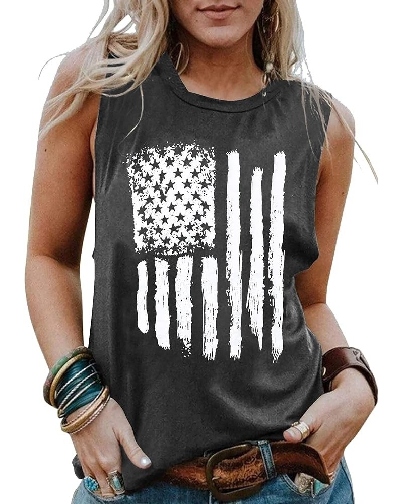 Patriotic Shirts for Women American Flag Tank Top Women Red White and Blue Shirts for Women O_dark Gray $10.25 Tanks