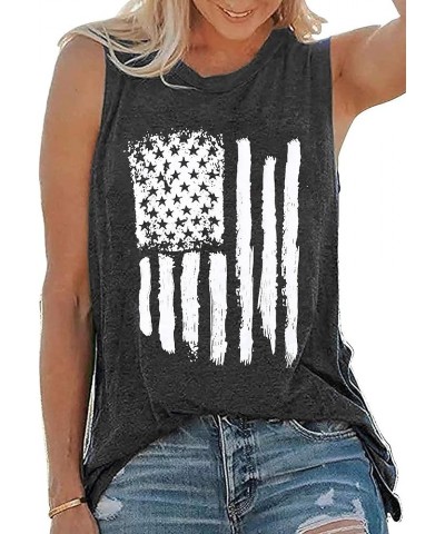 Patriotic Shirts for Women American Flag Tank Top Women Red White and Blue Shirts for Women O_dark Gray $10.25 Tanks