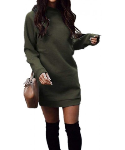 Women's Fleece Long Sweatshirt Dress Crewneck Pullover Casual Long Sleeve Bodycon Mini Sweater Dress Army Green $18.33 Sweaters