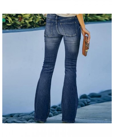 Bell Bottom Jeans for Women High Waist Flare Stretchy Wide Leg Split Bootcut Distressed Hem Denim Pants 14*-blue $12.99 Jeans