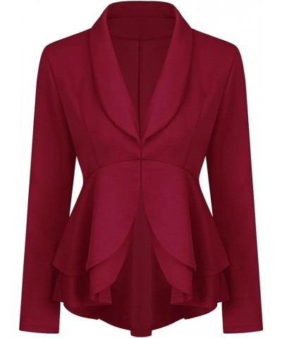 Women's Elegant Business 2 Piece Office Lady Suit Set Work Blazer Pant Wine Red $40.49 Suits