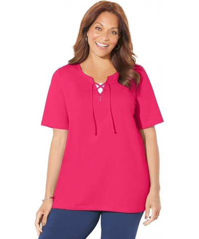 Women's Plus Size Suprema Lace-Up Duet Tee Pink Burst $16.22 T-Shirts