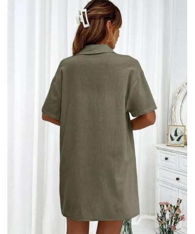 Women 2 Piece Outfits Summer Casual Cotton Button Down Short Sleeve Shirt and Drawstring Short with Pocket Army Green $17.52 ...