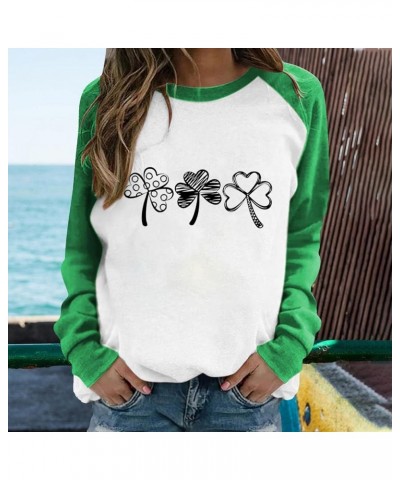 Long Sleeve Tops Blouse St. Patrick's Day Gnome Shamrock Graphic T-Shirt Gifts Women Crewneck Sweatshirts Pullover Tops F5-gr...