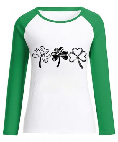 Long Sleeve Tops Blouse St. Patrick's Day Gnome Shamrock Graphic T-Shirt Gifts Women Crewneck Sweatshirts Pullover Tops F5-gr...