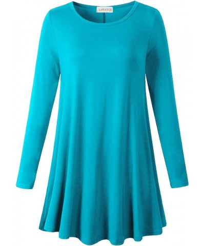 Plus Size Tunic Tops Long Sleeve Shirts for Women Swing Flowy Loose Fit Clothes for Leggings Lake Blue $8.69 Tops