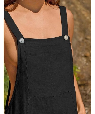 Women’s Baggy Bib Overalls Casual Loose Fit Jumper Wide Leg Romper with Pockets Black $13.11 Overalls