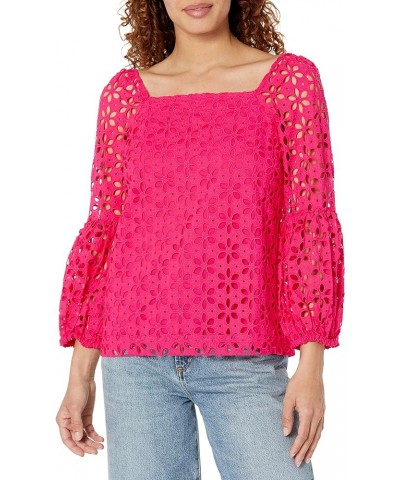 Women's Eyelet Blouse Passion Pink $46.49 Blouses