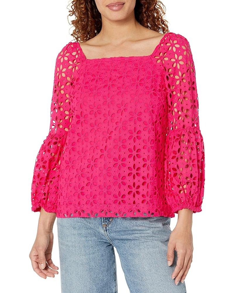 Women's Eyelet Blouse Passion Pink $46.49 Blouses