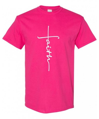 Simple Faith Cross Religious Unisex Short Sleeve Printed Tee Shirt Hot Pink $14.02 Others