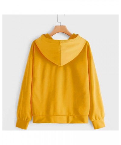 Women Hoodies Sweatshirt Japanese Kawaii Style Kitty Cat Print Hooded Pullovers Tops Long Sleeve for Womens A4-yellow $9.88 A...