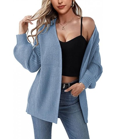 Women Fall Cardigan 2023 Long Sleeve Chunky Knit Cardigan Open Front Cozy Sweater Coat Sweaters Outerwear with Pocket 7-blue ...