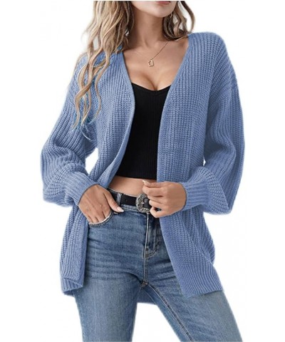 Women Fall Cardigan 2023 Long Sleeve Chunky Knit Cardigan Open Front Cozy Sweater Coat Sweaters Outerwear with Pocket 7-blue ...