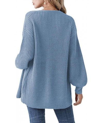 Women Fall Cardigan 2023 Long Sleeve Chunky Knit Cardigan Open Front Cozy Sweater Coat Sweaters Outerwear with Pocket 7-blue ...