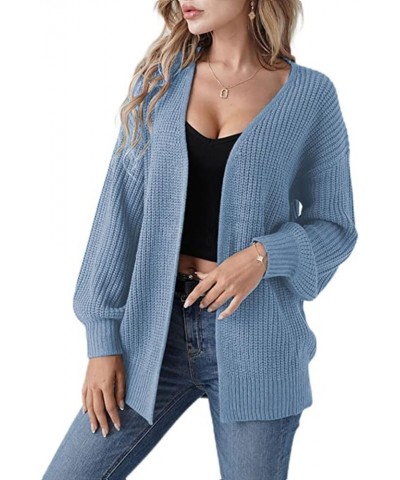 Women Fall Cardigan 2023 Long Sleeve Chunky Knit Cardigan Open Front Cozy Sweater Coat Sweaters Outerwear with Pocket 7-blue ...