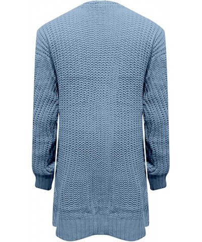 Women Fall Cardigan 2023 Long Sleeve Chunky Knit Cardigan Open Front Cozy Sweater Coat Sweaters Outerwear with Pocket 7-blue ...