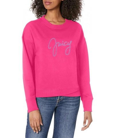 Women's Long Sleeve Script Logo Pullover Rose Violet $12.89 Activewear