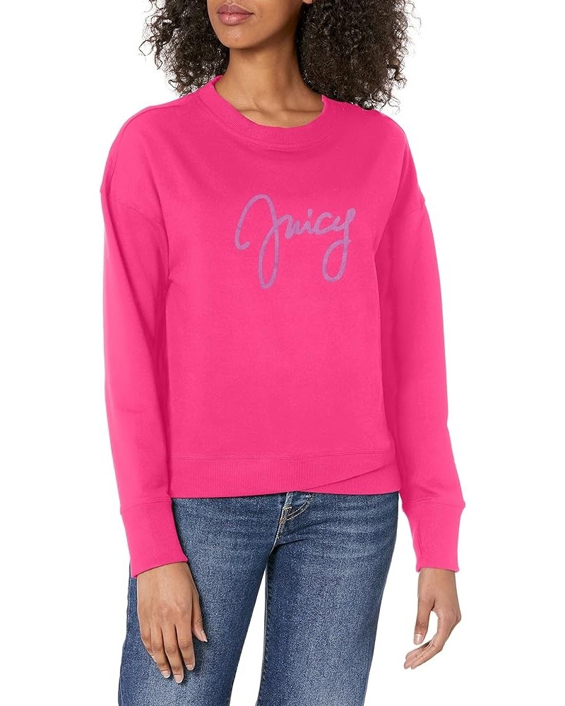 Women's Long Sleeve Script Logo Pullover Rose Violet $12.89 Activewear