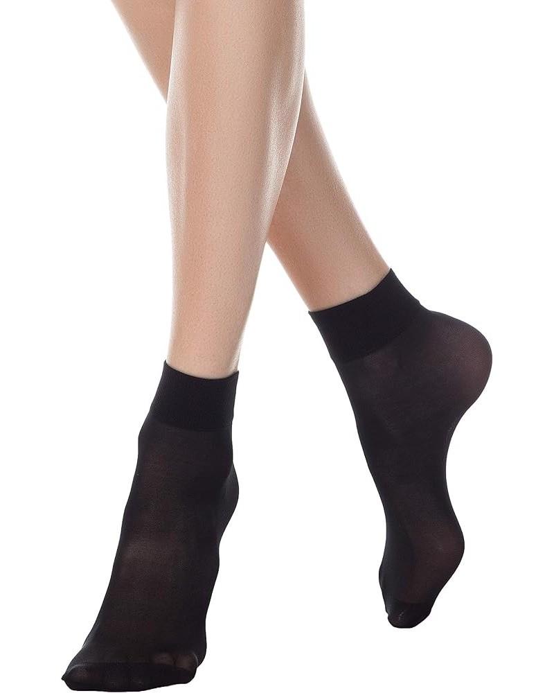 Conte Semi Opaque Anklet High Soft Nylon Socks with Reinforced Toe Tension 40 Den Black (Nero) 6 $10.00 Socks