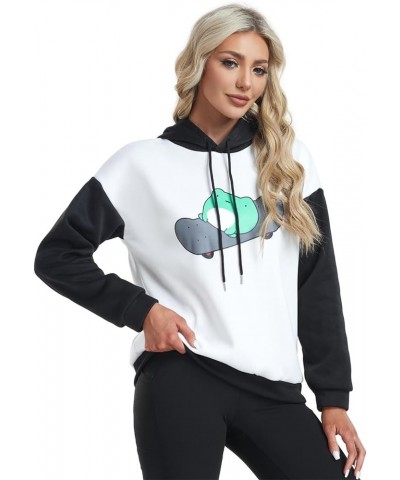 Womens 2024 Cute Frog Hoodies Kawaii Pullover Tops Skateboarding Frog Long Sleeve Sweatshirt for Teen Girls Blue $12.60 Hoodi...