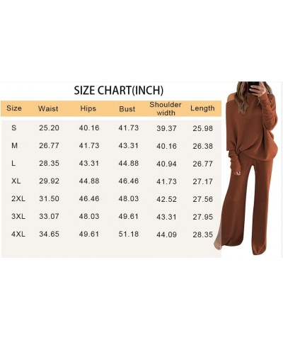 Womens 2 Piece Outfits One Shoulder Knit Sweater Pullovers Wide Leg Pants Sets Sweatsuit Tracksuit A-brown $29.89 Activewear