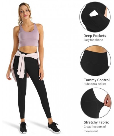 3 Pack High Waist Yoga Pants,Yoga Pants for Women Tummy Control Workout Pants 4 Way Stretch Leggings with Pockets Black & Bla...