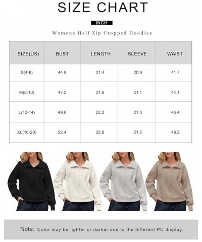 Womens Cropped Half Zip Sweatshirt Pullover Oversized Fleece Lined Jacket with Pockets White $10.99 Hoodies & Sweatshirts