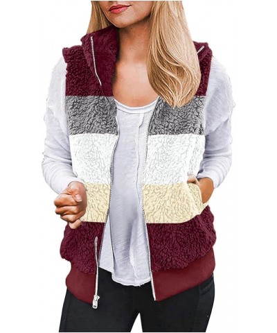 Women Fuzzy Sherpa Fleece Jacket 2023 Winter Casual Lightweight Vest Sleeveless Plus Size Waistcoat With Pockets B-wine $8.47...