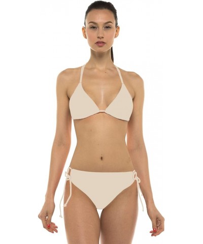 Hawaii UPF50+ Women Rash Guard Triangle Stringer Workout Bikini Bottom (SBB) Beige $9.75 Swimsuits