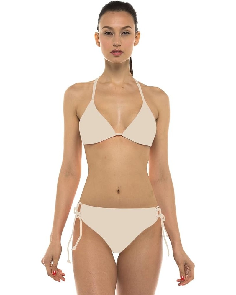 Hawaii UPF50+ Women Rash Guard Triangle Stringer Workout Bikini Bottom (SBB) Beige $9.75 Swimsuits