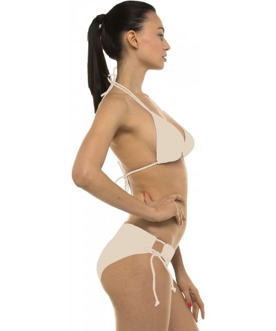 Hawaii UPF50+ Women Rash Guard Triangle Stringer Workout Bikini Bottom (SBB) Beige $9.75 Swimsuits