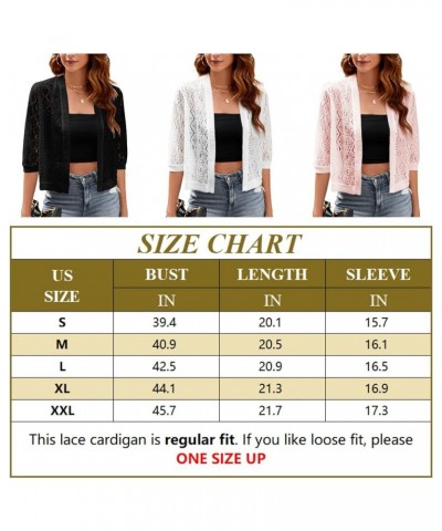 Women’s Casual Summer Lace Cardigan 3/4 Sleeve Floral Crochet Cardigans Shrug Sweaters 01 Pink $11.75 Sweaters