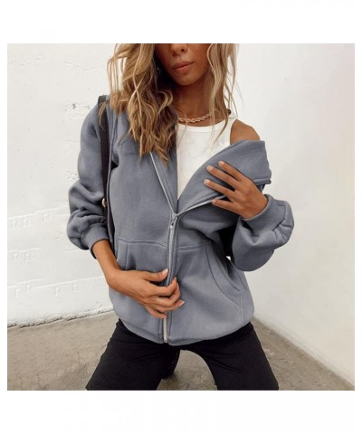 Womens Hoodies Cute Zip up Hoodies for Women Long Sleeve Fall Oversized Casual Drawstring Sweatshirts with Pocket Dark Gray-6...