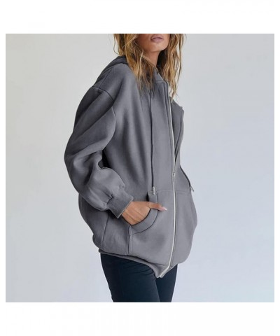 Womens Hoodies Cute Zip up Hoodies for Women Long Sleeve Fall Oversized Casual Drawstring Sweatshirts with Pocket Dark Gray-6...