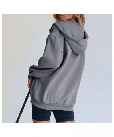 Womens Hoodies Cute Zip up Hoodies for Women Long Sleeve Fall Oversized Casual Drawstring Sweatshirts with Pocket Dark Gray-6...