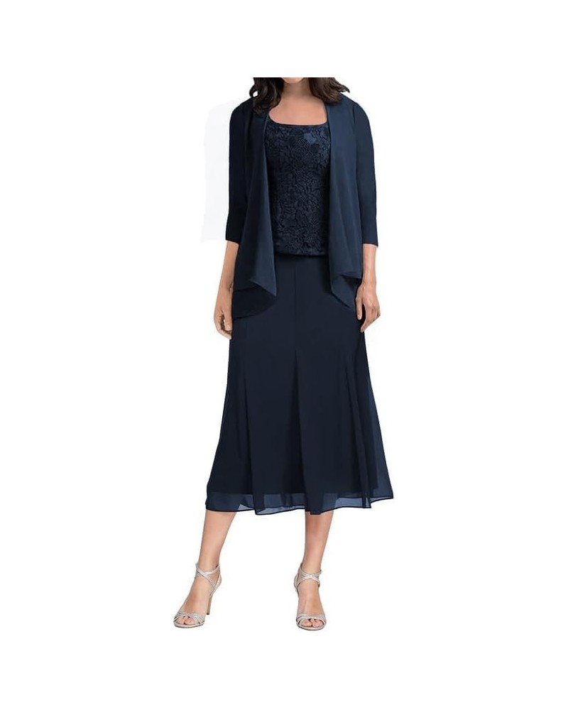 Mother of The Bride Dresses with Jacket Mother of The Groom Dresses Lace Wedding Guest Dresses for Women Navy Blue $34.50 Dre...