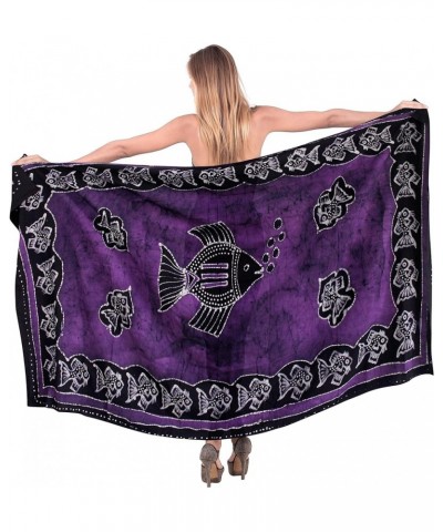 Women's Summer Wrap Dashiki Batik Sarong Swimwear Pareo Beach Dress Vacation Long Bikini Swimsuit Cover Up for Women Violet_n...