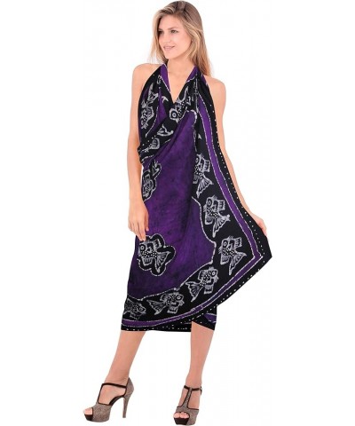 Women's Summer Wrap Dashiki Batik Sarong Swimwear Pareo Beach Dress Vacation Long Bikini Swimsuit Cover Up for Women Violet_n...