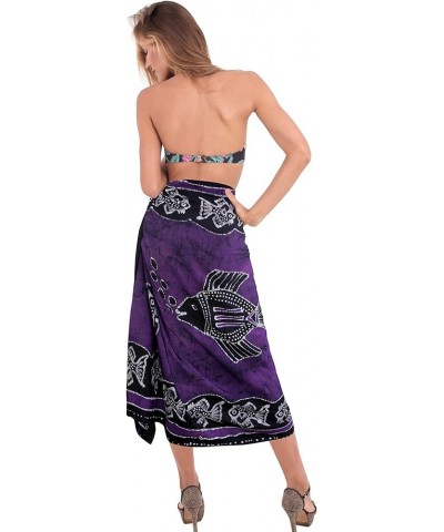 Women's Summer Wrap Dashiki Batik Sarong Swimwear Pareo Beach Dress Vacation Long Bikini Swimsuit Cover Up for Women Violet_n...