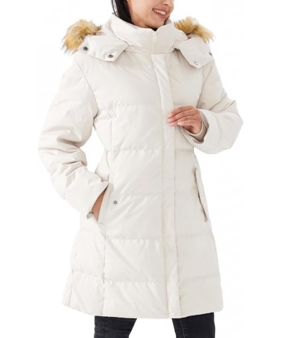 Women's Winter Long Warm Puffer Jacket Warm Down Coat with Faux Fur Removable Hood White $37.62 Jackets