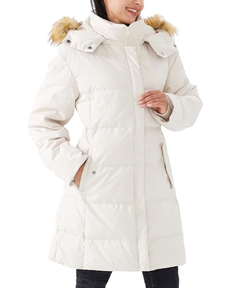 Women's Winter Long Warm Puffer Jacket Warm Down Coat with Faux Fur Removable Hood White $37.62 Jackets