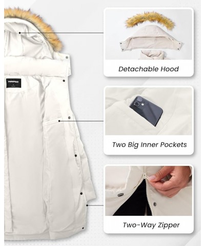 Women's Winter Long Warm Puffer Jacket Warm Down Coat with Faux Fur Removable Hood White $37.62 Jackets