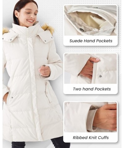 Women's Winter Long Warm Puffer Jacket Warm Down Coat with Faux Fur Removable Hood White $37.62 Jackets